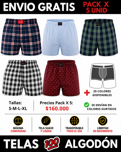 Pack X 5 bóxer suelto  CON BOXER INTERNO Marca IviX -Envio Gratis