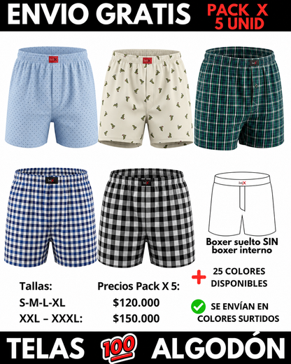 Pack X 5 bóxer suelto Sin Interno  Marca IviX -Envio Gratis