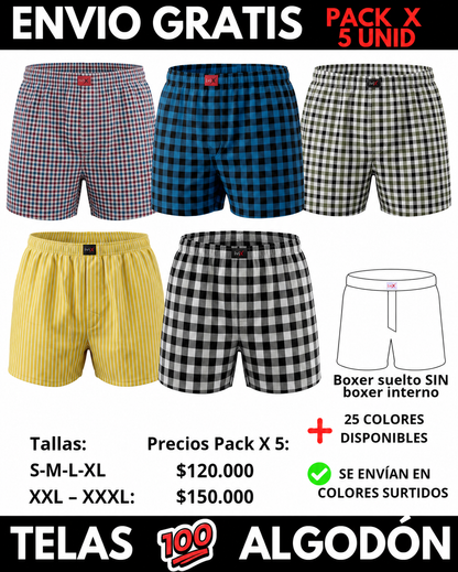 Pack X 5 bóxer suelto Sin Interno  Marca IviX -Envio Gratis