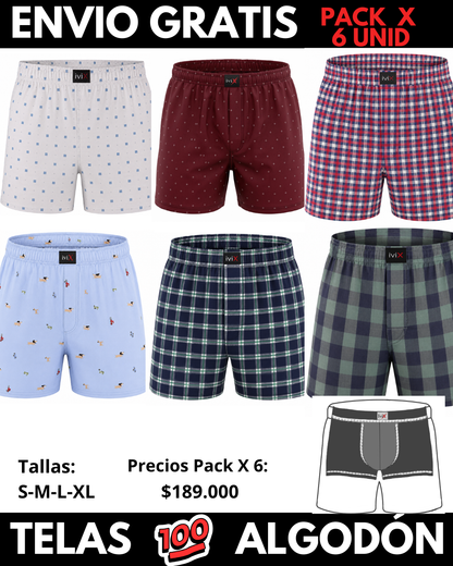 Pack X 6 bóxer suelto  CON BOXER INTERNO Marca IviX -Envio Gratis