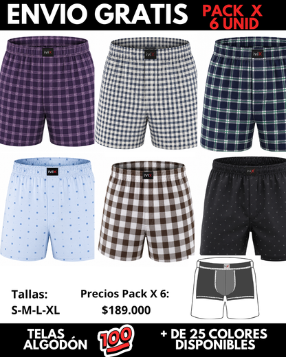 Pack X 6 bóxer suelto  CON BOXER INTERNO Marca IviX -Envio Gratis