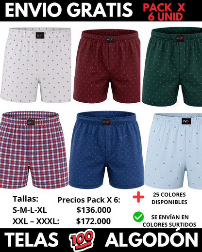 Pack X 6 bóxer suelto SIN Boxer Interno  Marca IviX -Envio Gratis