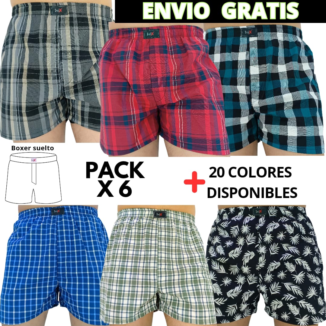 Pack x 6 bóxer suelto Sin Interno Marca Ivix - Envio Gratis - TIENDA IVIX